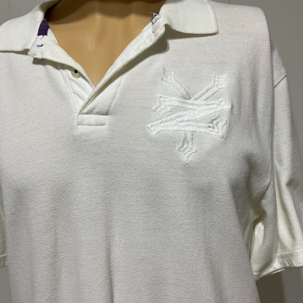 Y2K Zoo York Men 100% Cotton Size XL White Short Sleeve Polo Collar Shirt